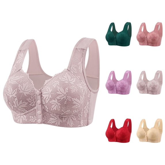 Front Closure Bras for Women Comfortable Breathable Molded Cup Jacquard Side Support Everyday Bra