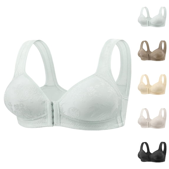 Front Closure Bras for Women Comfortable Wireless Side Support Breathable Push Up Bralettes Everyday Bra