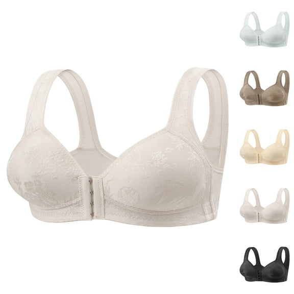 Front Closure Bras for Women Comfortable Wireless Side Support Breathable Push Up Bralettes Everyday Bra