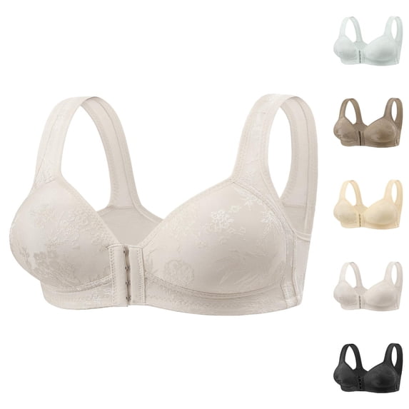 Front Closure Bras for Women Comfortable Wireless Side Support Breathable Push Up Bralettes Everyday Bra