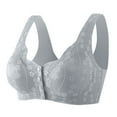 thumbnail image 1 of Front Closure Bras for Women Daisy Bra for Women Convenient Front Close Button Cotton Bras for Older Women No Underwire Womens Bras Grey XL, 1 of 5