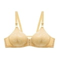 thumbnail image 1 of Front Closure Bras for Women Floral Print Adjustable Straps Wirefree Seamless Full Coverage Push Up Everyday Bra,Beige,42 B, 1 of 5