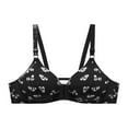 thumbnail image 1 of Front Closure Bras for Women Floral Print Adjustable Straps Wirefree Seamless Full Coverage Push Up Everyday Bra,Black,40 C, 1 of 5