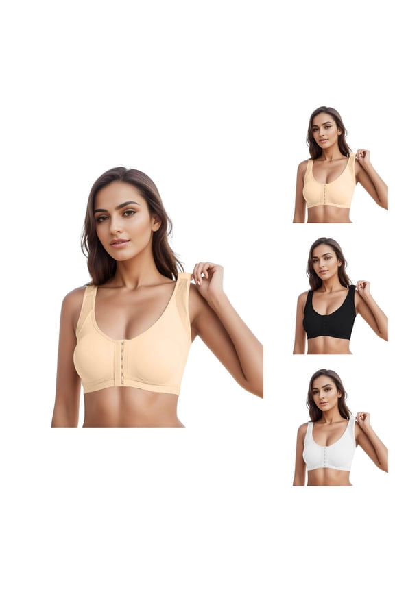 Front Closure Bras for Women Front Button Closure Sports Bra Large Size Steel Rim Open Bra
