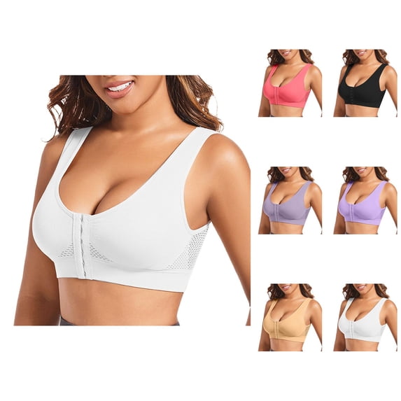 Front Closure Bras for Women Hollow out Breathable Wide Strap Racerback Push Up Bralettes Everyday Bra