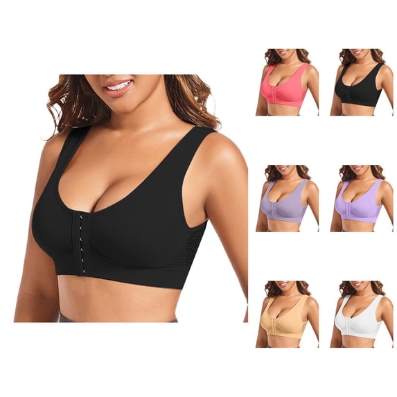 Front Closure Bras for Women Hollow out Breathable Wide Strap Racerback Push Up Bralettes Everyday Bra
