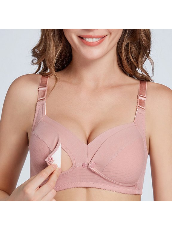 Front Closure Bras for Women JIANLAI Seamless Wireless Push Up Bra No Underwire Full Coverage Comfort Bras Light Pink