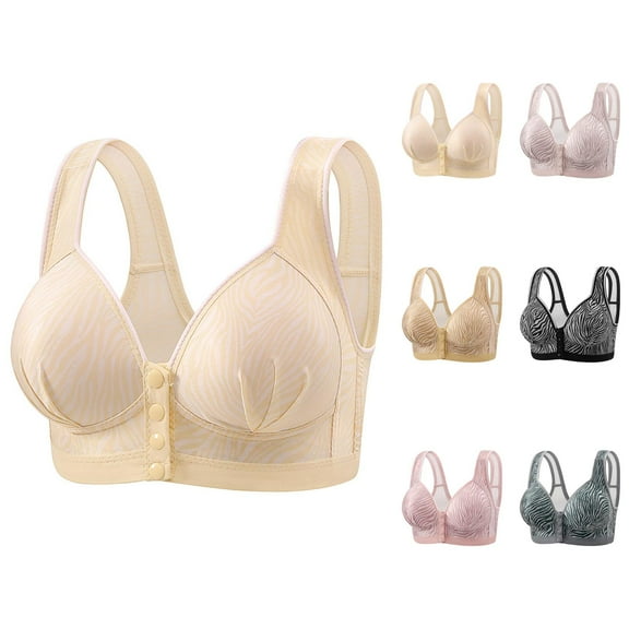 Front Closure Bras for Women Leopard Print Comfortable Breathable Wireless Push Up Bralettes Everyday Bra
