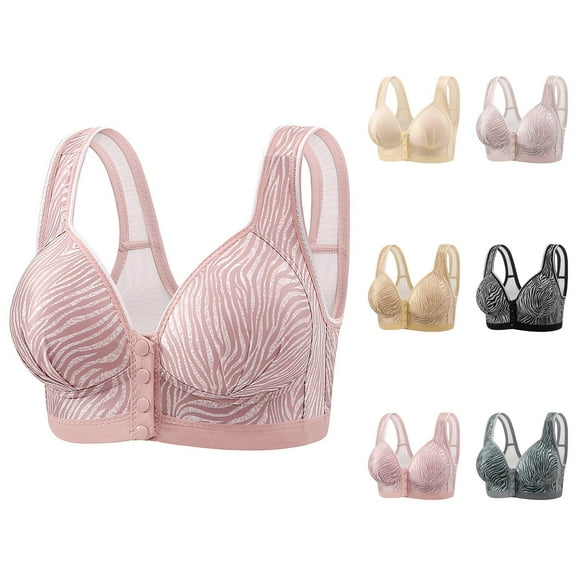 Front Closure Bras for Women Leopard Print Comfortable Breathable Wireless Push Up Bralettes Everyday Bra