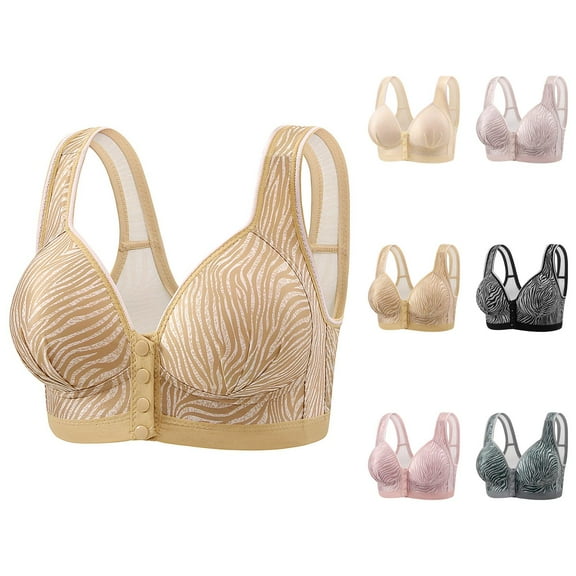 Front Closure Bras for Women Leopard Print Comfortable Breathable Wireless Push Up Bralettes Everyday Bra