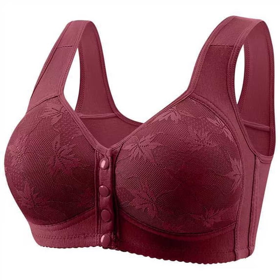 Front Closure Bras for Women Mastectomy Bra Breathable Post Surgery Sleep Bras Bralettes Wine 36