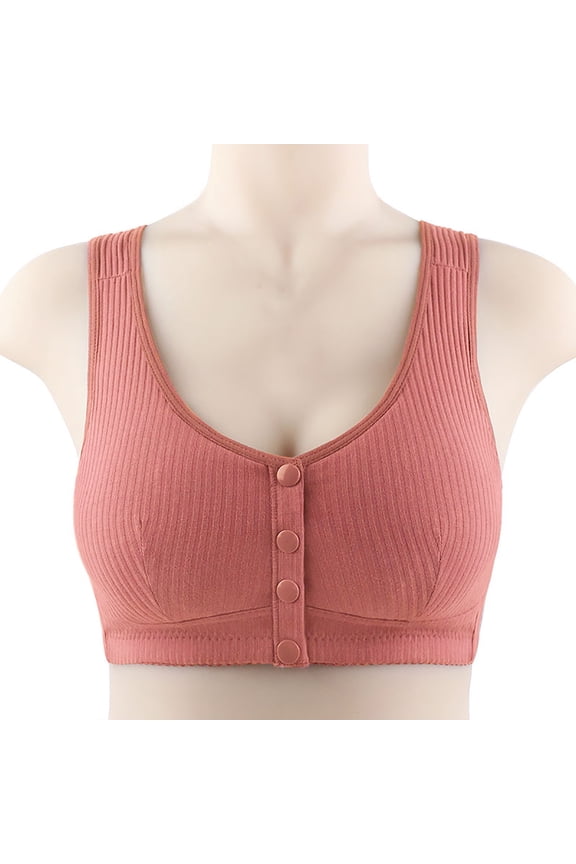 Front Closure Bras for Women No Underwire Comfort Senior Wireless Snap Closing Bra Plus Size Full Coverage Minimizer Bra
