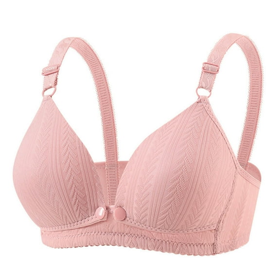 Front Closure Bras for Women No Underwire Support Seamless Comfy Breast-Feeding Underwear Open Button Before Feeding (42/95BC, Pink)