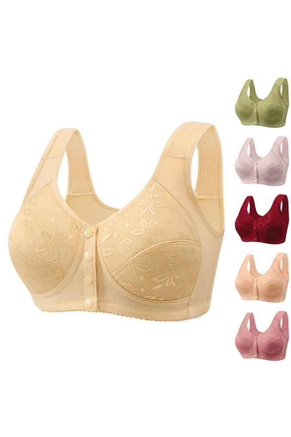 Front Closure Bras for Women No Underwire Wireless Bra Seamless Bralettes with Soft Support Mastectomy Bralette