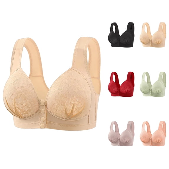 Front Closure Bras for Women Plus Size Breathable Moisture Wicking Wireless Wide Strap Push Up Bralettes Nursing Bra