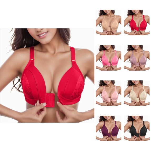 Front Closure Bras for Women Plus Size Comfortable Lightweight Breathable Wireless Push Up Bralettes Everyday Bra