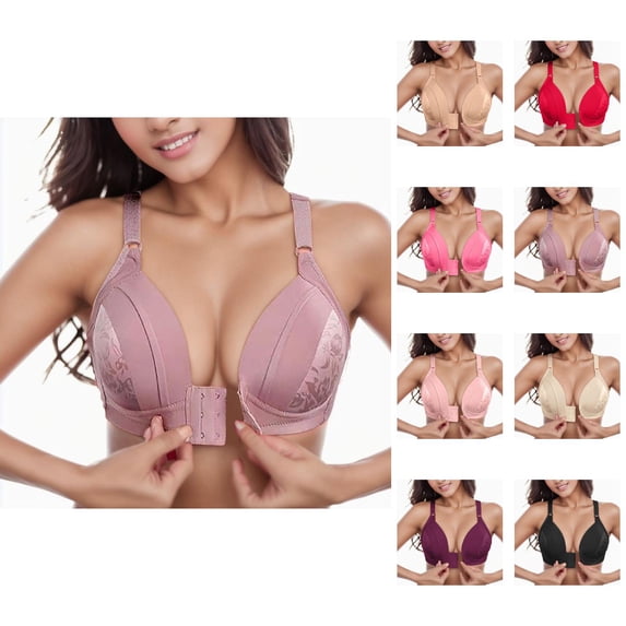 Front Closure Bras for Women Plus Size Comfortable Lightweight Breathable Wireless Push Up Bralettes Everyday Bra