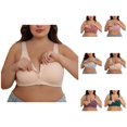 thumbnail image 1 of Front Closure Bras for Women Plus Size Comfortable Ribbed Wide Strap Wireless Bralettes Everyday Bra, 1 of 7