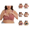 thumbnail image 1 of Front Closure Bras for Women Plus Size Comfortable Ribbed Wide Strap Wireless Bralettes Everyday Bra, 1 of 7