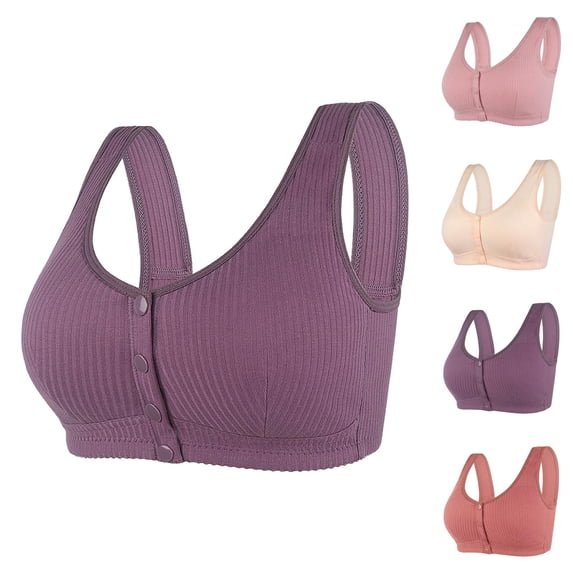 Front Closure Bras for Women Plus Size Cotton Wide Strap Seamless Wireless Racerback Push Up Bralettes Nursing Bra
