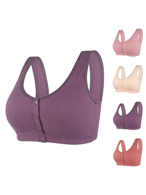 Front Closure Bras for Women Plus Size Cotton Wide Strap Seamless Wireless Racerback Push Up Bralettes Nursing Bra