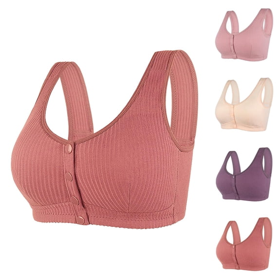 Front Closure Bras for Women Plus Size Cotton Wide Strap Seamless Wireless Racerback Push Up Bralettes Nursing Bra