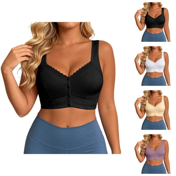 Front Closure Bras for Women Plus Size Full Coverage Lace Wireless Bra Everyday Bra