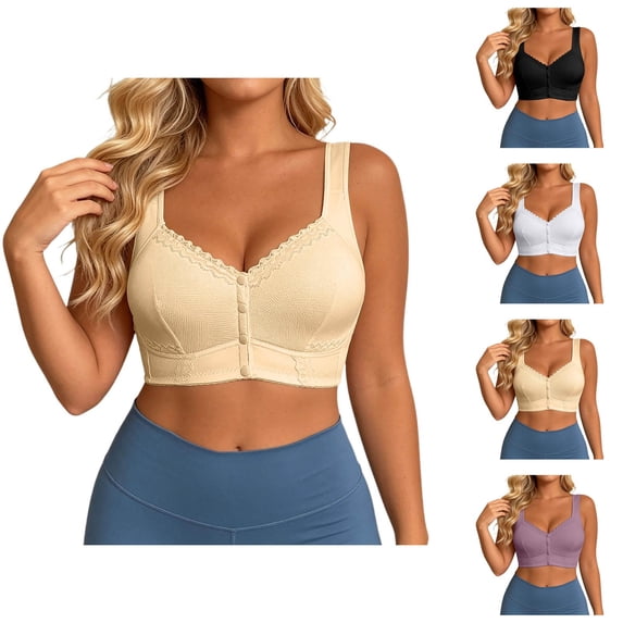 Front Closure Bras for Women Plus Size Full Coverage Lace Wireless Bra Everyday Bra