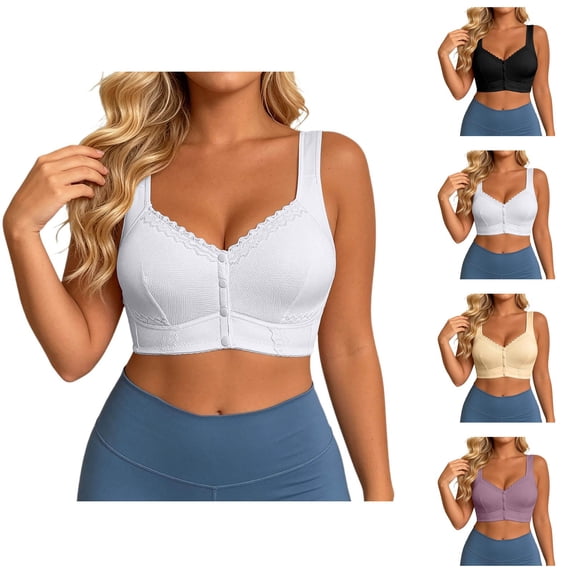 Front Closure Bras for Women Plus Size Full Coverage Lace Wireless Bra Everyday Bra