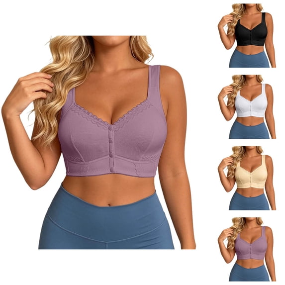 Front Closure Bras for Women Plus Size Full Coverage Lace Wireless Bra Everyday Bra