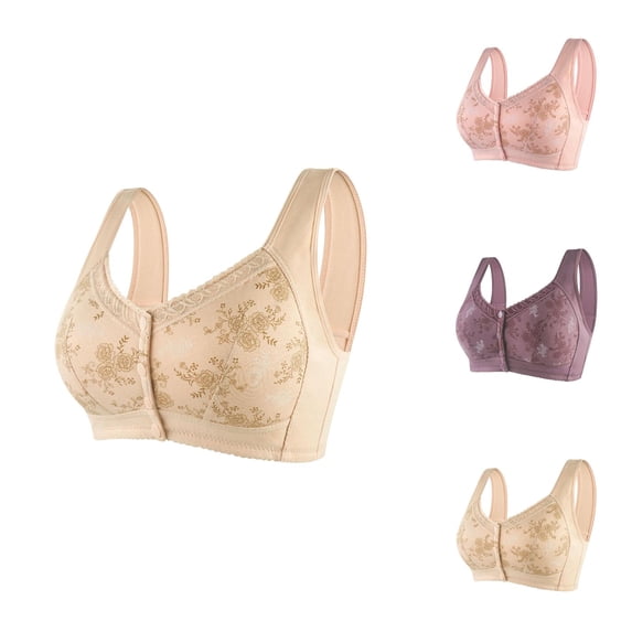 Front Closure Bras for Women Plus Size Lightweight Comfortable Wide Strap Seamless Wireless Push Up Bralettes