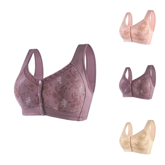 Front Closure Bras for Women Plus Size Lightweight Comfortable Wide Strap Seamless Wireless Push Up Bralettes