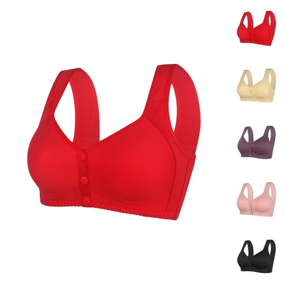Front Closure Bras for Women Plus Size Lightweight Wide Strap Seamless Wireless Push Up Bralettes Nursing Bra