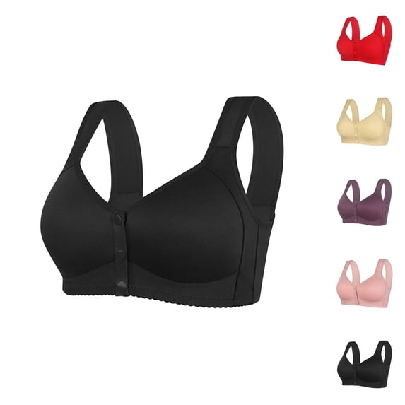 Front Closure Bras for Women Plus Size Lightweight Wide Strap Seamless Wireless Push Up Bralettes Nursing Bra