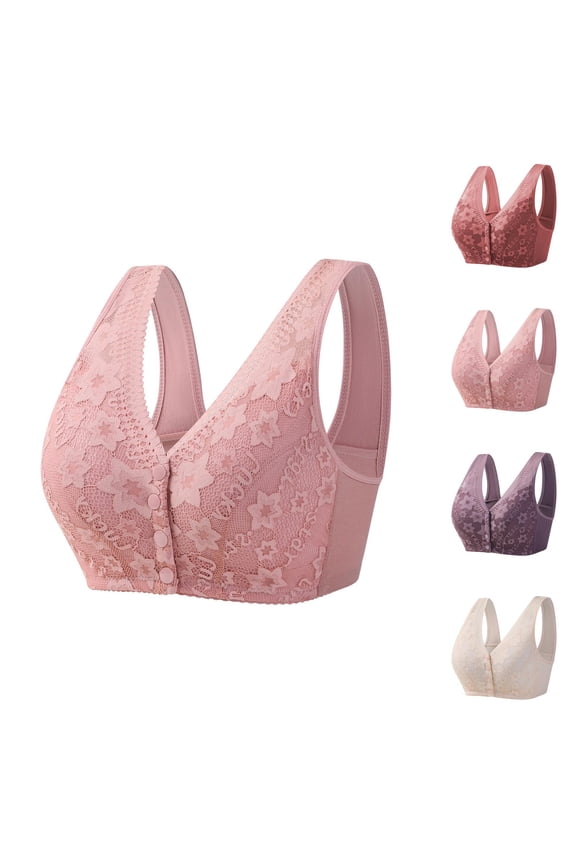 Front Closure Bras for Women Plus Size Lightweight Wireless Seamless Wide Strap Push Up Bralettes Nursing Bra