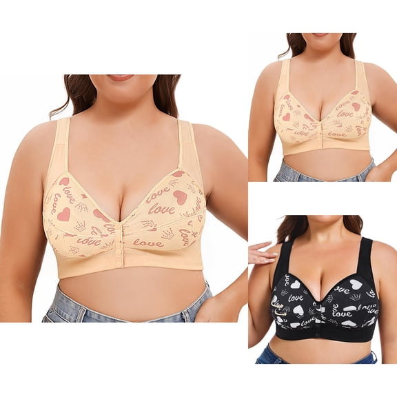 Front Closure Bras for Women Plus Size Molded Cup Racerback Push Up Bralettes Everyday Bra