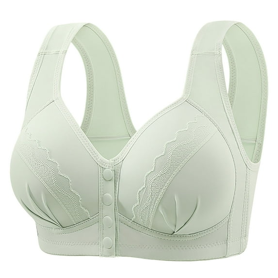 Front Closure Bras for Women Plus Size No Wire Bra for Senior Convenient Light Shaping Jacquard Bras for Older Women