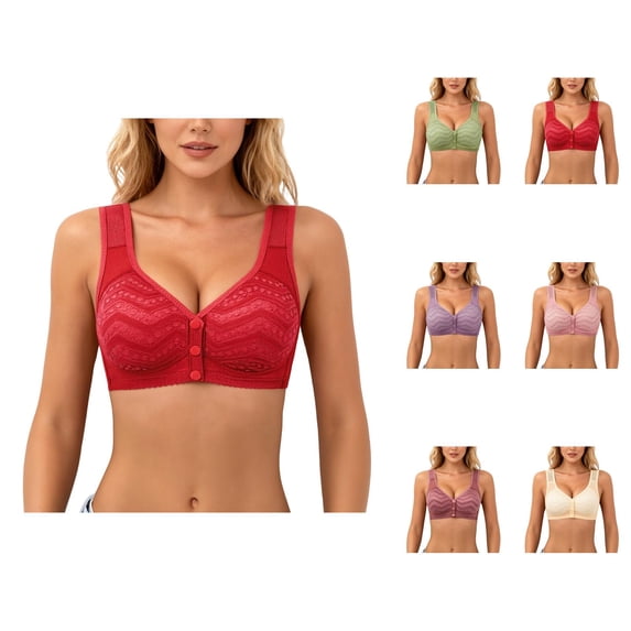Front Closure Bras for Women Plus Size Wide Strap Push Up Anti Sagging Wireless Bralette Everyday Bra