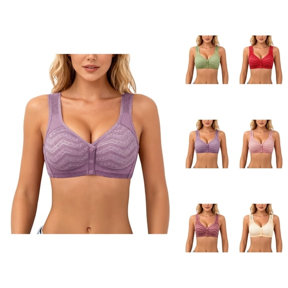 Front Closure Bras for Women Plus Size Wide Strap Push Up Anti Sagging Wireless Bralette Everyday Bra