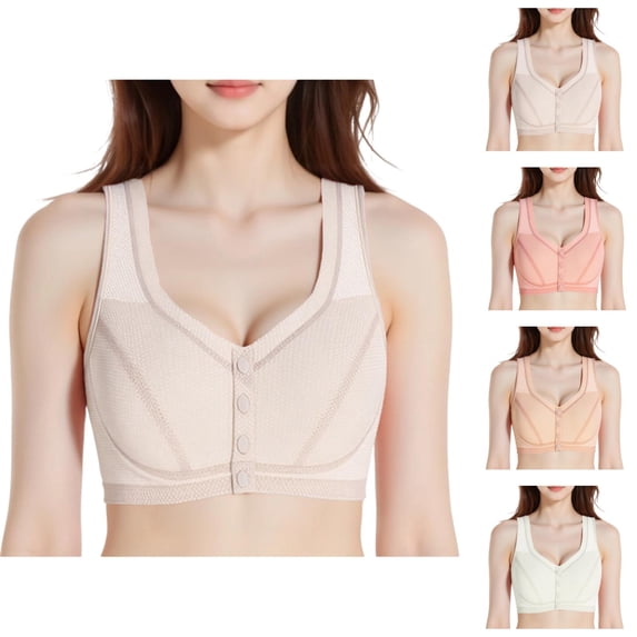 Front Closure Bras for Women Plus Size Wide Strap Wireless Bralettes Lightweight Breathable Everyday Bra