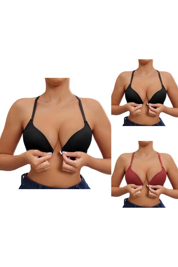 Front Closure Bras for Women Push Up Racerback Underwire Front Buckle Bralette Comfortable Everyday Bras