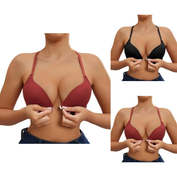 Front Closure Bras for Women Push Up Racerback Underwire Front Buckle Bralette Comfortable Everyday Bras