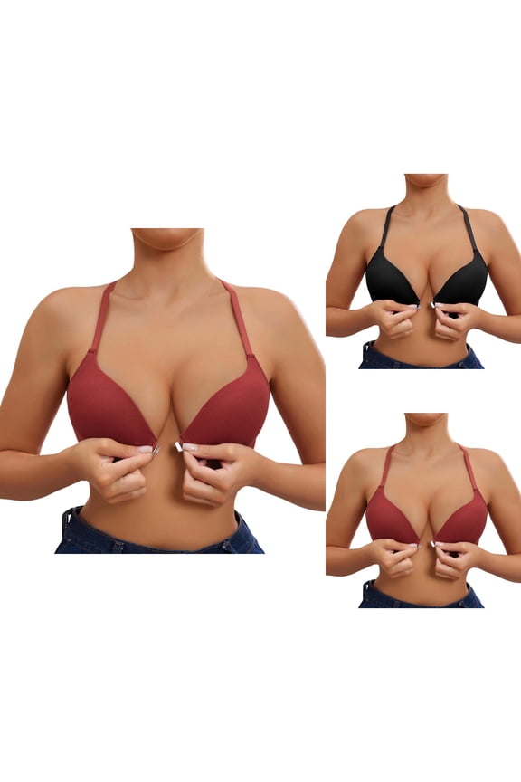 Front Closure Bras for Women Push Up Racerback Underwire Front Buckle Bralette Comfortable Everyday Bras