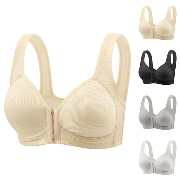 Front Closure Bras for Women Push Up Wireless Front Hook Breathable Bralette Comfortable Everyday Bras