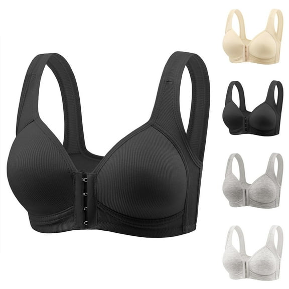 Front Closure Bras for Women Push Up Wireless Front Hook Breathable Bralette Comfortable Everyday Bras