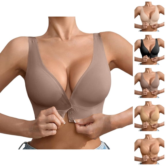 Front Closure Bras for Women Seamless Wide Strap Wireless Push Up Lightweight Bralette Comfortable Everyday Bras