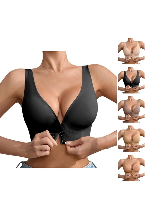 Front Closure Bras for Women Seamless Wide Strap Wireless Push Up Lightweight Bralette Comfortable Everyday Bras