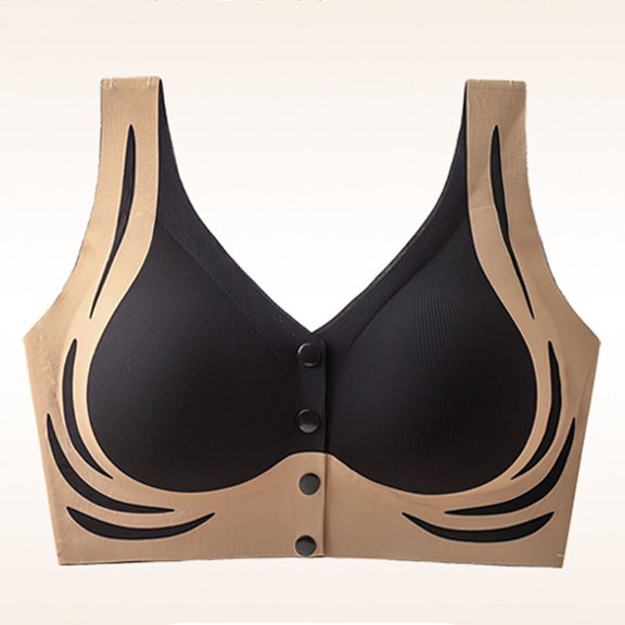 Front Closure Bras for Women Seamless Wireless Bralettes for Women V Neck Push Up Bra Comfortable Snap Closing Bras