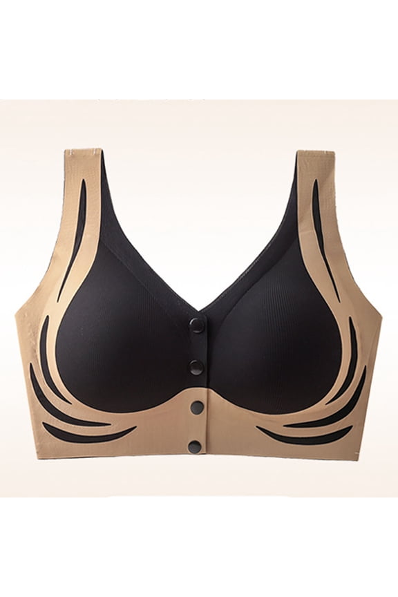 Front Closure Bras for Women Seamless Wireless Bralettes for Women V Neck Push Up Bra Comfortable Snap Closing Bras