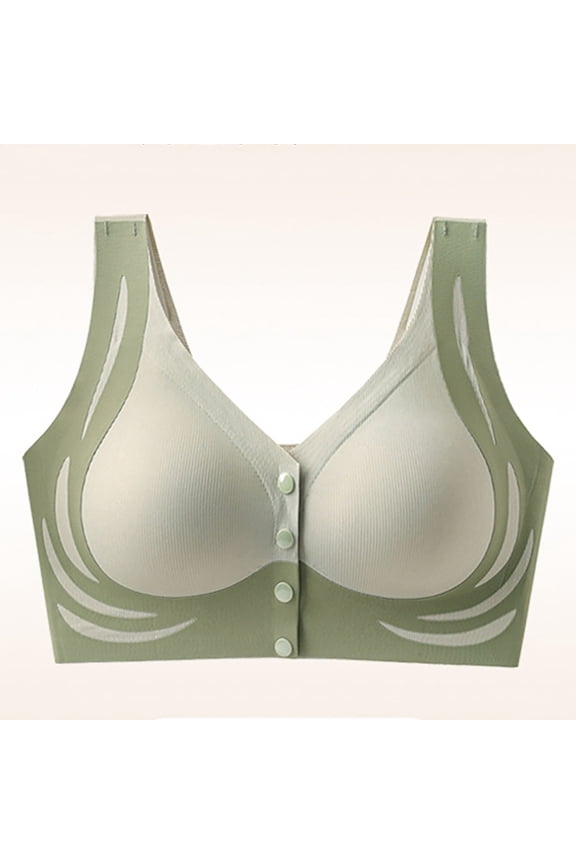 Front Closure Bras for Women Seamless Wireless Bralettes for Women V Neck Push Up Bra Comfortable Snap Closing Bras